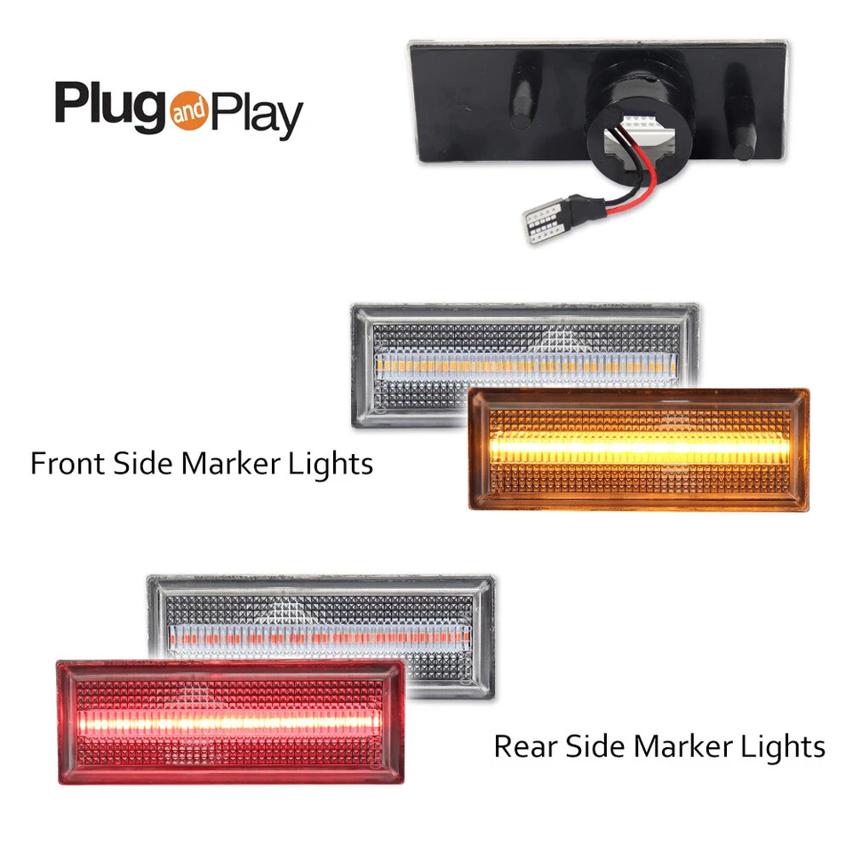 4X LED Side Marker Lights Clear Lens Front Rear For 81-88 Oldsmobile Cutlass 442 - Image 2 of 4