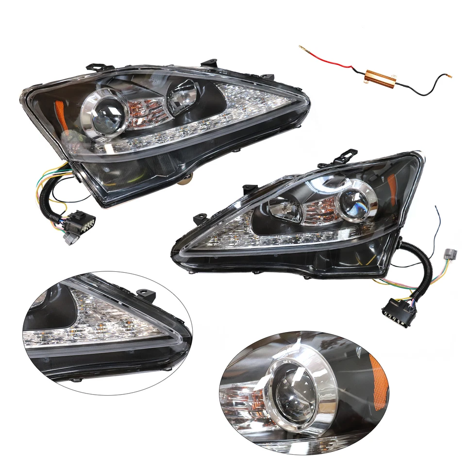 Pair LED DRL Projector Headlights For 2006-2013 Lexus IS250 IS350 Left & Right Foto 2 de 4