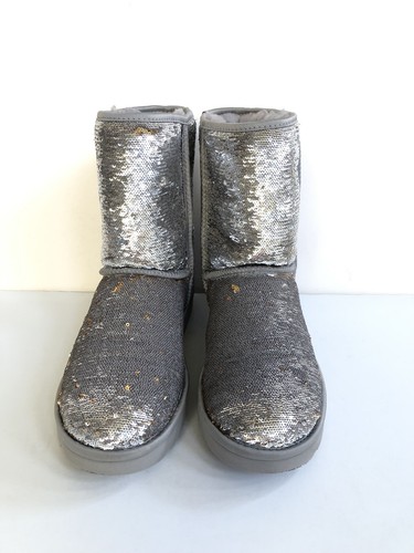 UGG CLASSIC SHORT COSMOS SEQUIN SPARKLES SILVER/GOLD BOOTS US 6 / EU 37 / UK 4 - Picture 4 of 7
