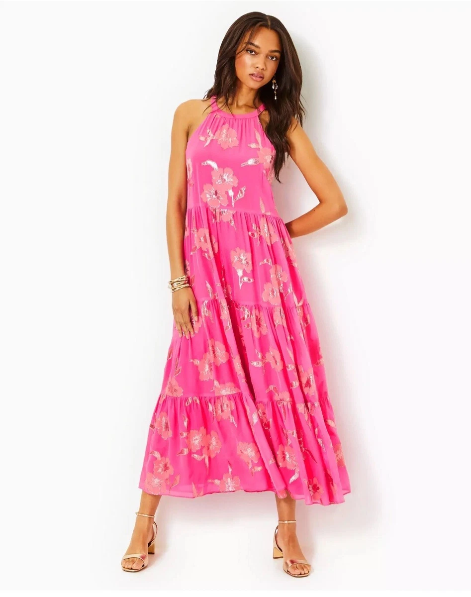 chinese dress ladies Lilly Pulitzer Pink Printed Maxi Dress- Size 12 – The Saved Collection