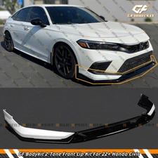 For 22-24 Honda Civic GF Bodykit Pearl White Black Front Bumper Lip Splitter Kit
