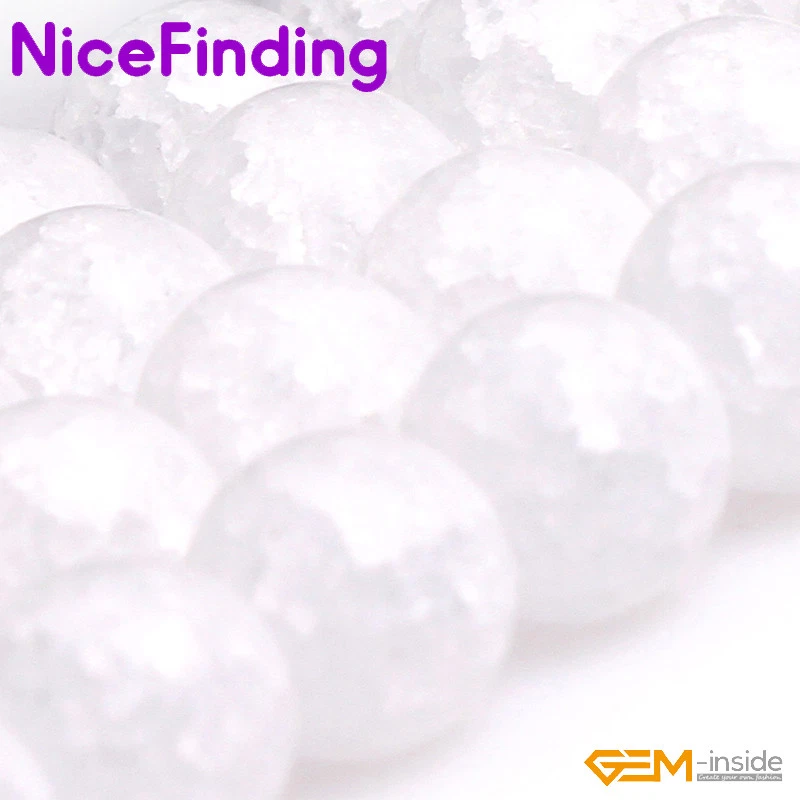 4mm-16mm Round Crackle White Crystal Quartz Stone Beads For Jewelry Making 15" - Image 4 of 4