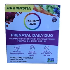 Rainbow Light Prenatal Daily Duo Multivitamin 30 Softgels & 30 Tablets Exp 10/25