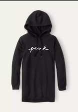 Victoria's Secret Pink Sweatshirt Dress Pullover Hoodie Black Size - S