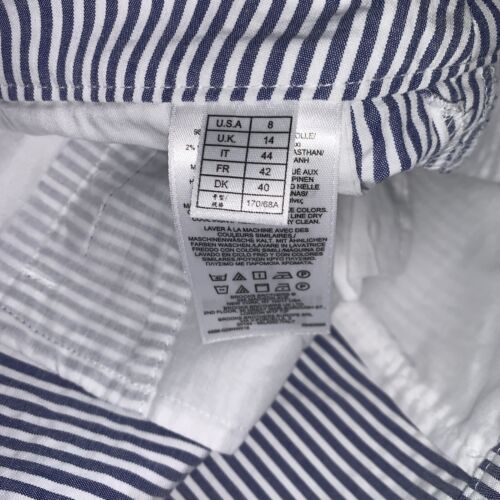 Brooks Brothers Womens Pants 8 Blue Seersucker Summer Coastal Beach Preppy - Picture 10 of 11