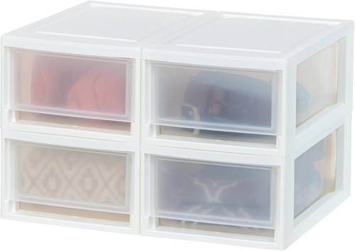 USA 6 Qt. Plastic Drawer Storage Organizer Stacking Drawers, 4-Pack