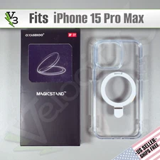 CASEKOO Case for iPhone 15 Pro Max - Crystal Clear | Magnetic O-Ring Kickstand