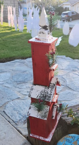 CHRISTMAS CHURCH DECORATION 26" Red Wooden - Bild 6 von 9