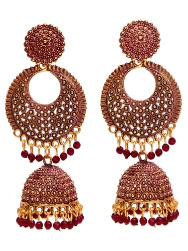 Indian Gold Plated Wedding Party Wear Women Long Green Jhumka Jhumki Earrings - Picture 12 of 33