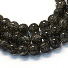 50 Crackle Glass Beads 8mm Black Brown Mixed Ombre Bulk Jewelry Supplies Mix