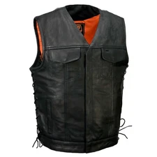 Milwaukee Leather MLM3504 Men's Black Premium Goat Leather Motorcycle Rider Vest