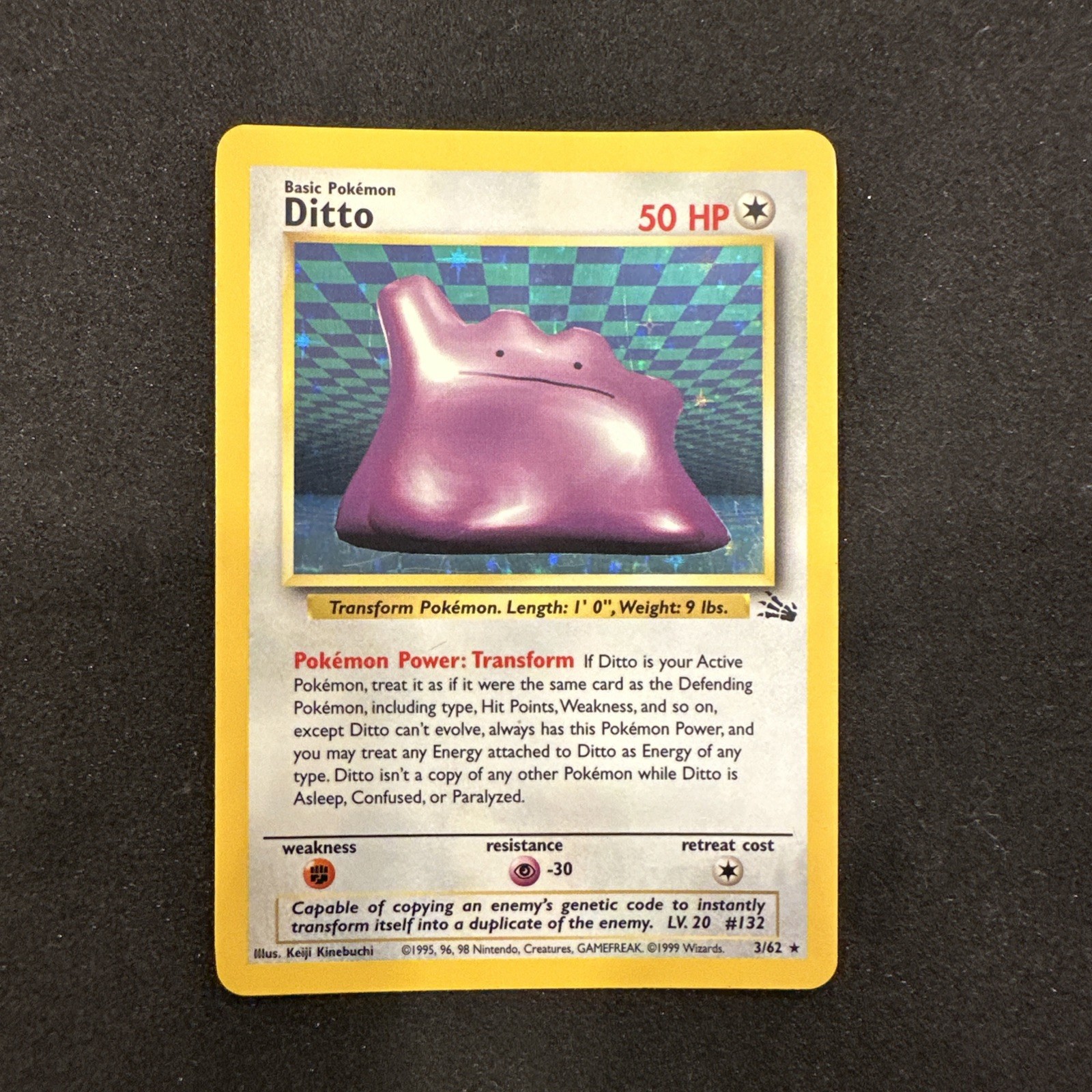 Pokemon TCG English LP/MP Ditto 3/62 Fossil Holo Rare Vintage WOTC