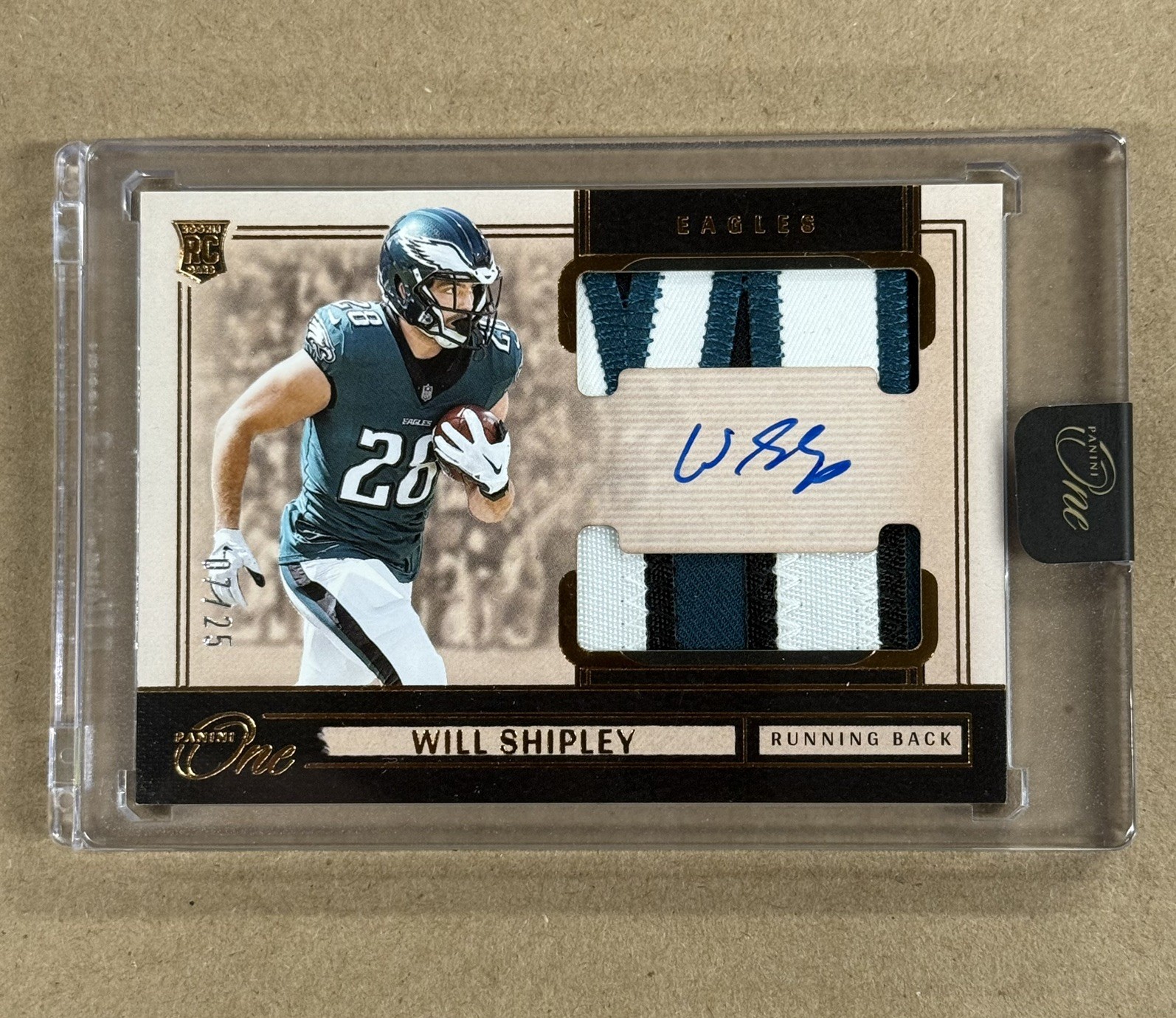 2024 Panini One Will Shipley Rookie Jumbo Jersey Patch Auto RPA /25 Eagles RC