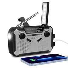 Solar Radio Tragbares AM/FM Kurbelradio mit 2500mAh Akku &LED-Taschenlampe Radio