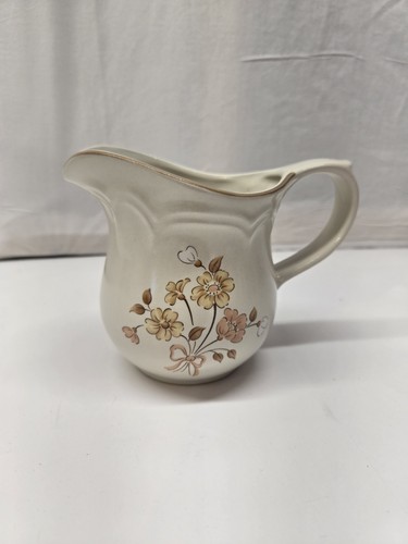 Cordella Stoneware Collection Creamer Yellow White Tan Flowers From Japan - Picture 1 of 9