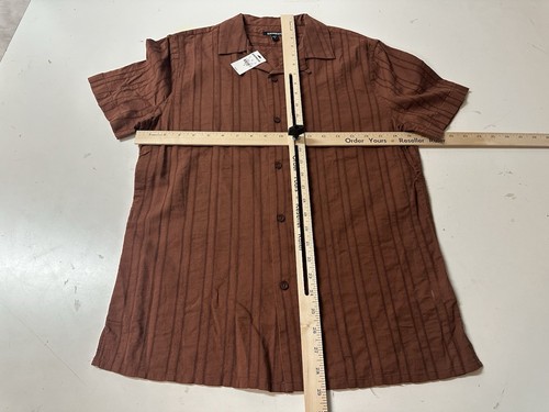 Express Mens Brown Embroidered 100% Cotton Button Up Shirt - Men’s Size S - NWT! - Picture 5 of 6