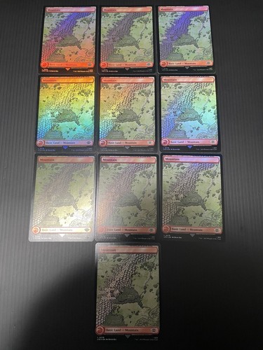 MTG Lord of the Rings Tales of Middle Earth Full Art Land ALL Foil Lot of 100 - Foto 15 di 18