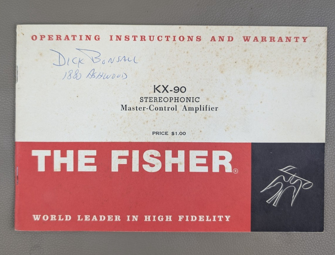 Fisher KX-90 Stereophonic Master-Control Amplifier Op Instructions D-1940
