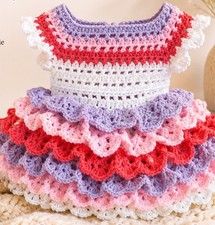 Handmade Crochet Baby Girl Dress 0-6 Months with Different Colors