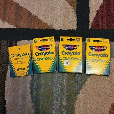 Vintage 1990 Crayola Crayons 8 4 Packs Binney & Smith Cut-out Front Lot Of 4 Old