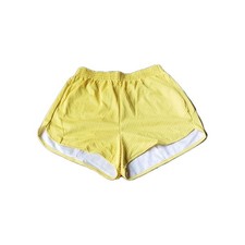 NEW VTG 80s Unbranded Yellow Stripe All Nylon Gym Shorts Sz M Roller Skate USA