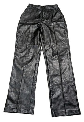 Princess Polly Braden Black Faux Leather  Leg Pants Stretch Womens Size 0