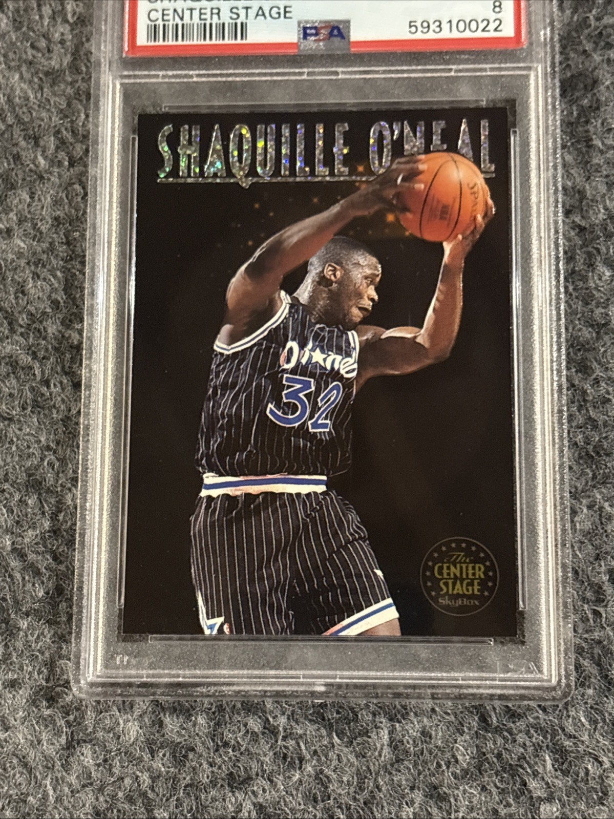 1993 SKYBOX PREMIUM SHAQUILLE O NEAL #CS2 CENTER STAGE HOF MAGIC PSA 8 NM-MT view 5