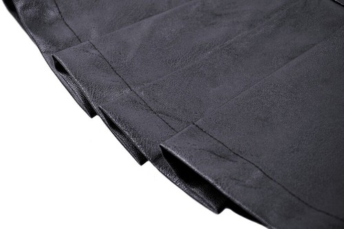 DARK IN LOVE Black Gothic Pu Asymmetrical Pleated Mini Steampunk Party Skirt - Picture 15 of 20