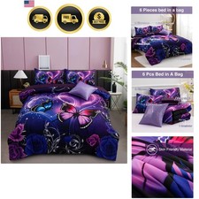 Butterflies Bedding Set Twin 6pcs Bed in A Bag Dreamy 3D Butterfly Print