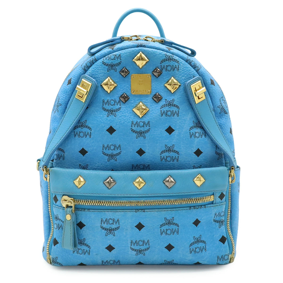 MCM Visetos Dual Stark Backpack Rucksack 2way Shoulder Bag Studs PVC ...