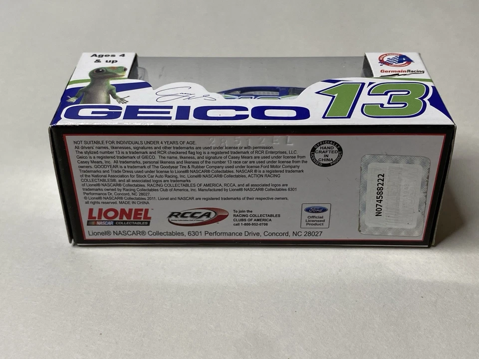 1/64 Acción Caja NASCAR Diecast 2012 Casey Mears #13 Geico Caja Promocional ¡MEGA RARO! Foto 4 de 4