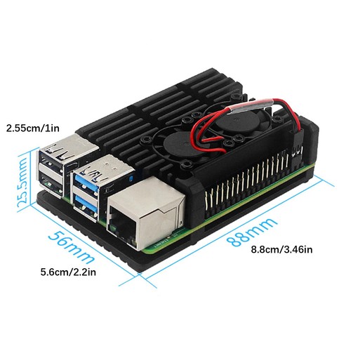 Metal Armor Case Shell Box W/ Dual Fan Heatsink For Raspberry Pi 4 Model B 4B S - Photo 8/18