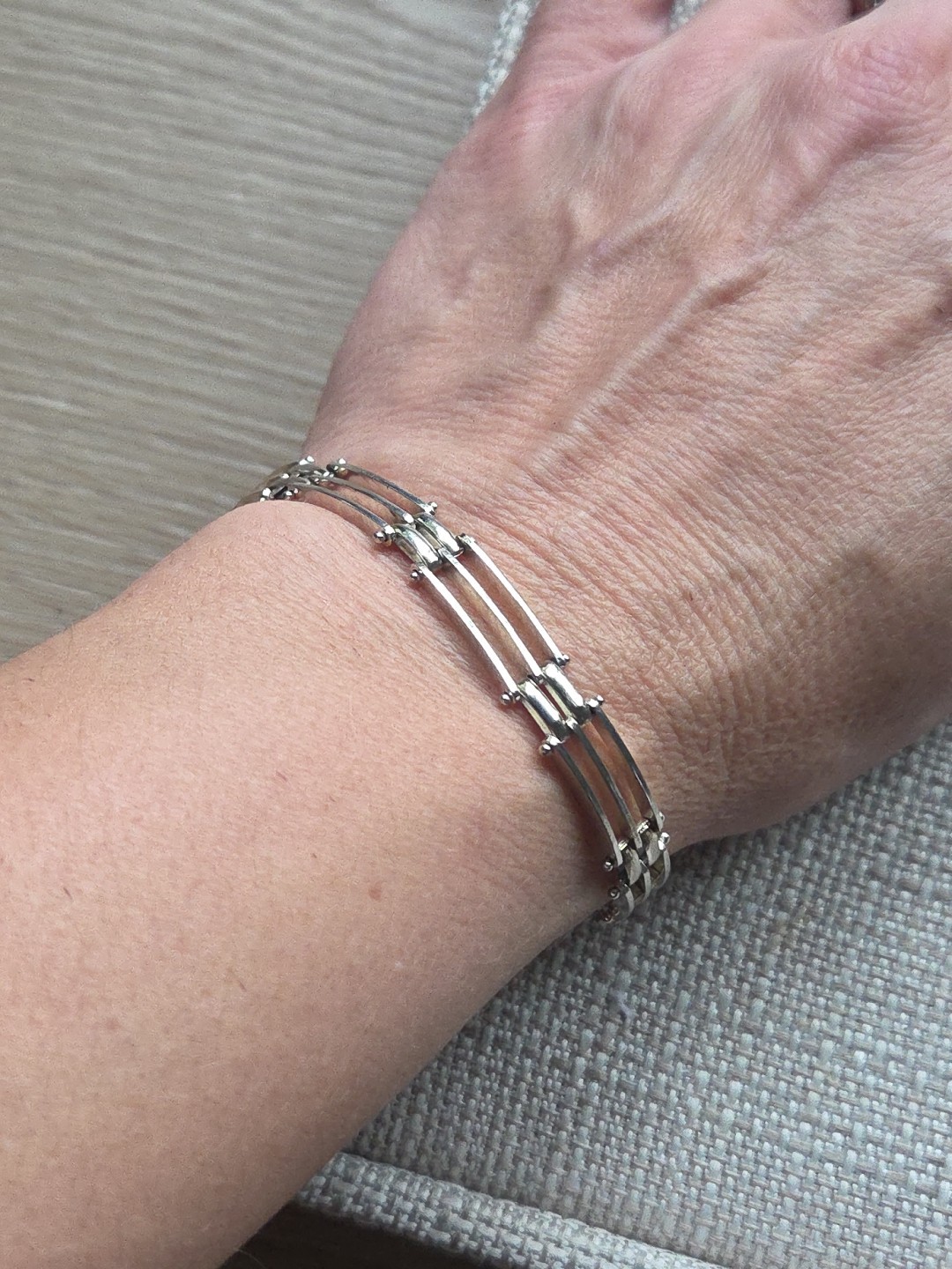 925 Sterling Silver rectangle Gate Link Bracelet … - image 4