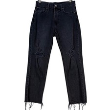 Gap Cheeky Straight High Rise Distressed Jeans Washed Black 26 2P Classic Punk