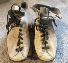 Vintage 1930s 1940s JC Higgins Wooden Wheel Metal Leather Roller Skates