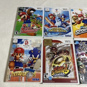 Nintendo Wii Game Lot: Mario Super Sluggers, Strikers, Sports Mix, Brawl Olympic