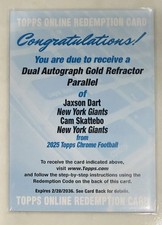 DART SKATTEBO 2025 TOPPS CHROME DUAL AUTO GOLD /50 REFRACTOR ROOKIE REDEMPTION