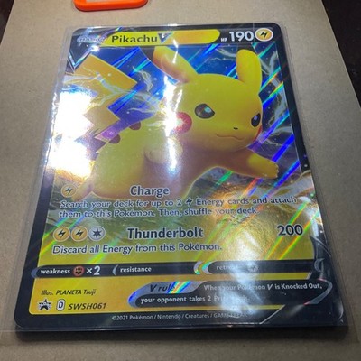 pikachu v holographic card Pokemon TCG JUMBO SWSH061 Pikachu V Card