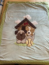 LITTLE MIRACLES Green Dog Doghouse Sherpa Blanket Fleece 30x40