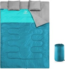 Double Sleeping Bag for Adults with 2 Pillows - Queen Size XL Waterproof Sleepin