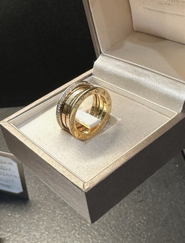 18K Gold Diamond Blvgari Women's 3 Band Ring Size 6 US
