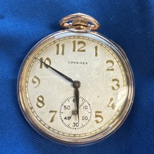 Antique Longines Pocket Watch With 10k Rolled Gold Case Runs 