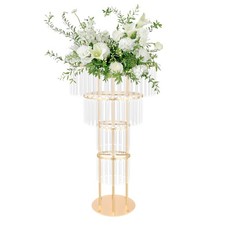 Crystal Flower Stand Round Pedestal Stand Gold Wedding Party Decoration