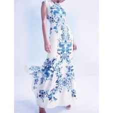 Eliza J Print Crepe De Chine Mermaid Sleeveless Floral Evening Gown Women's 6