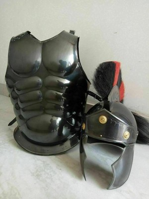 Halloween Medieval Roman Greek Muscle Armour Jacket With Helmet Cosplay Costume
