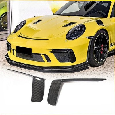 Dry Carbon Fiber Front Bumper Splitter Vent Cover For Porsche 991.2 GT3 RS 17-19