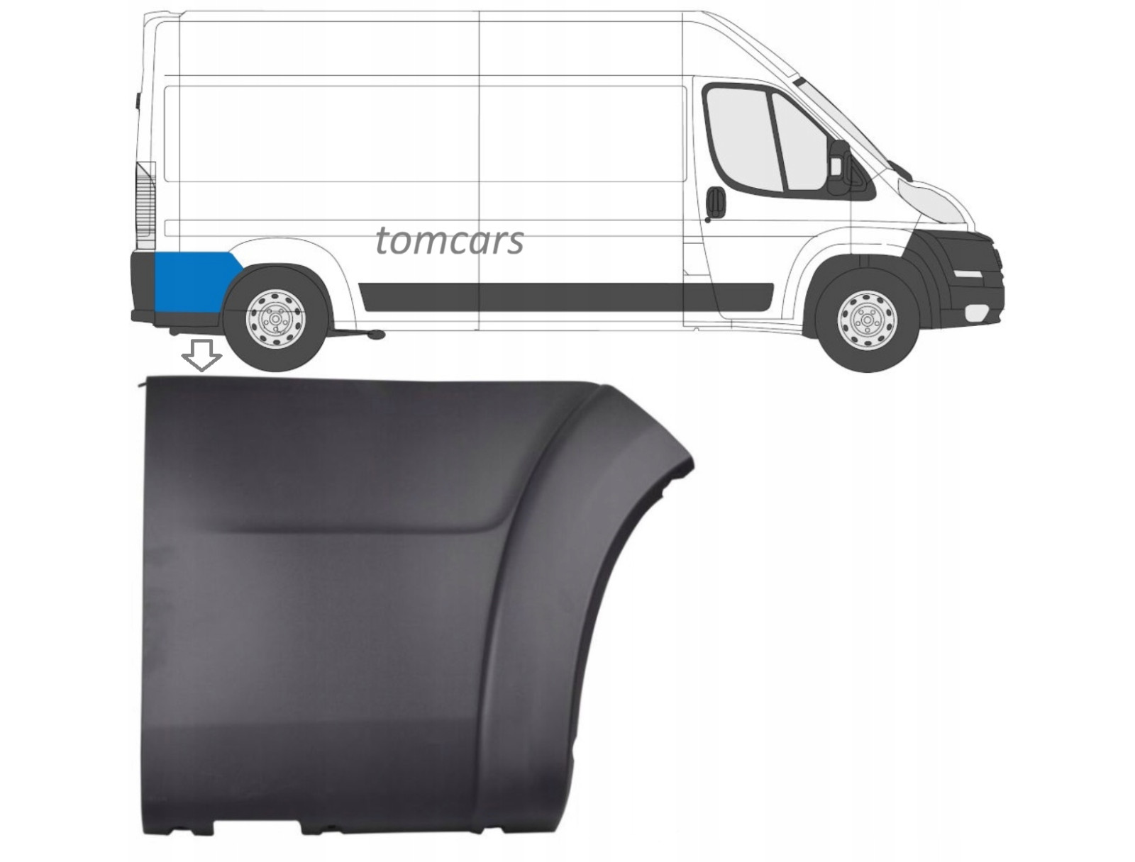 Baguette arriere droite Fiat Ducato 06 moulure protection Heavy