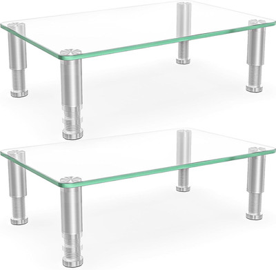2 Pack Computer Monitor Riser with Height Adjustable Multi Media Desktop Stand f