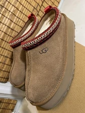 UGG Tazz II Genuine Shearling Lined Platform Slipper Chestnut Size 6
