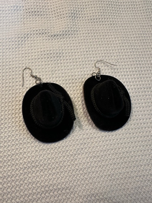Black Cowboy Hat Dangle Earrings